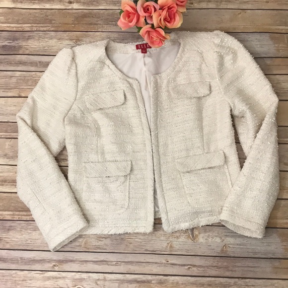 Elle Jackets & Blazers - Elle cream color Tweed jacket/Blazer. Size Large
